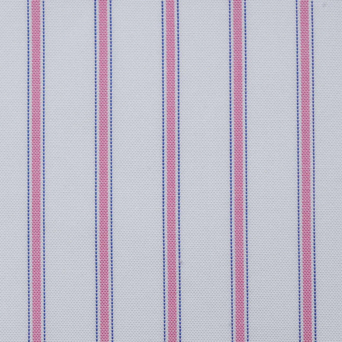 White with Pink & Blue Stripe Cotton Shirting