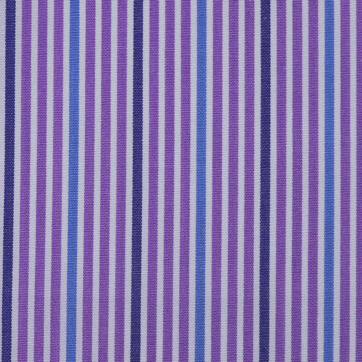 White with Purple & Blue Stripe Cotton Shirting