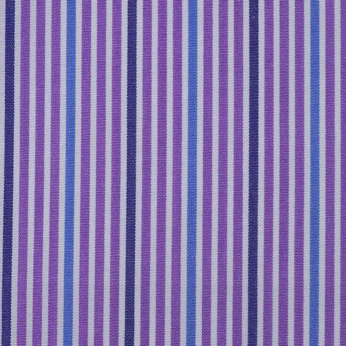 White with Purple & Blue Stripe Cotton Shirting
