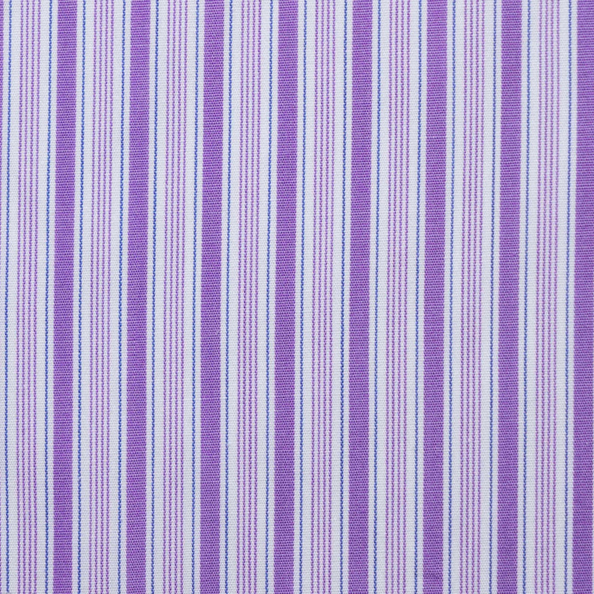 White with Purple & Blue Stripe Cotton Shirting