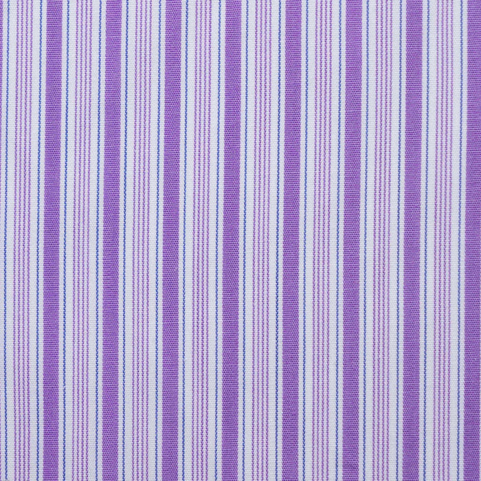 White with Purple & Blue Stripe Cotton Shirting