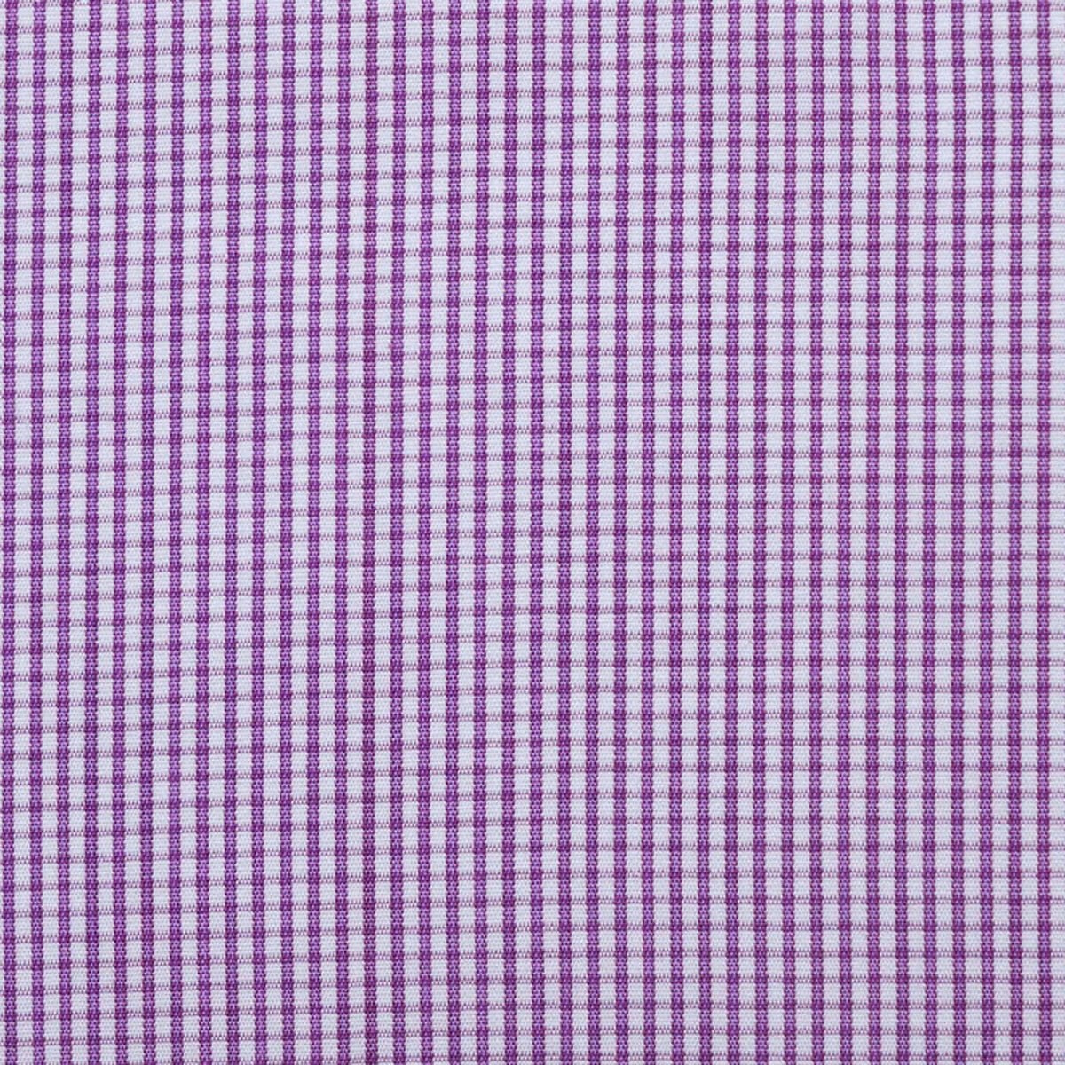 White with Purple Check Cotton Shirting