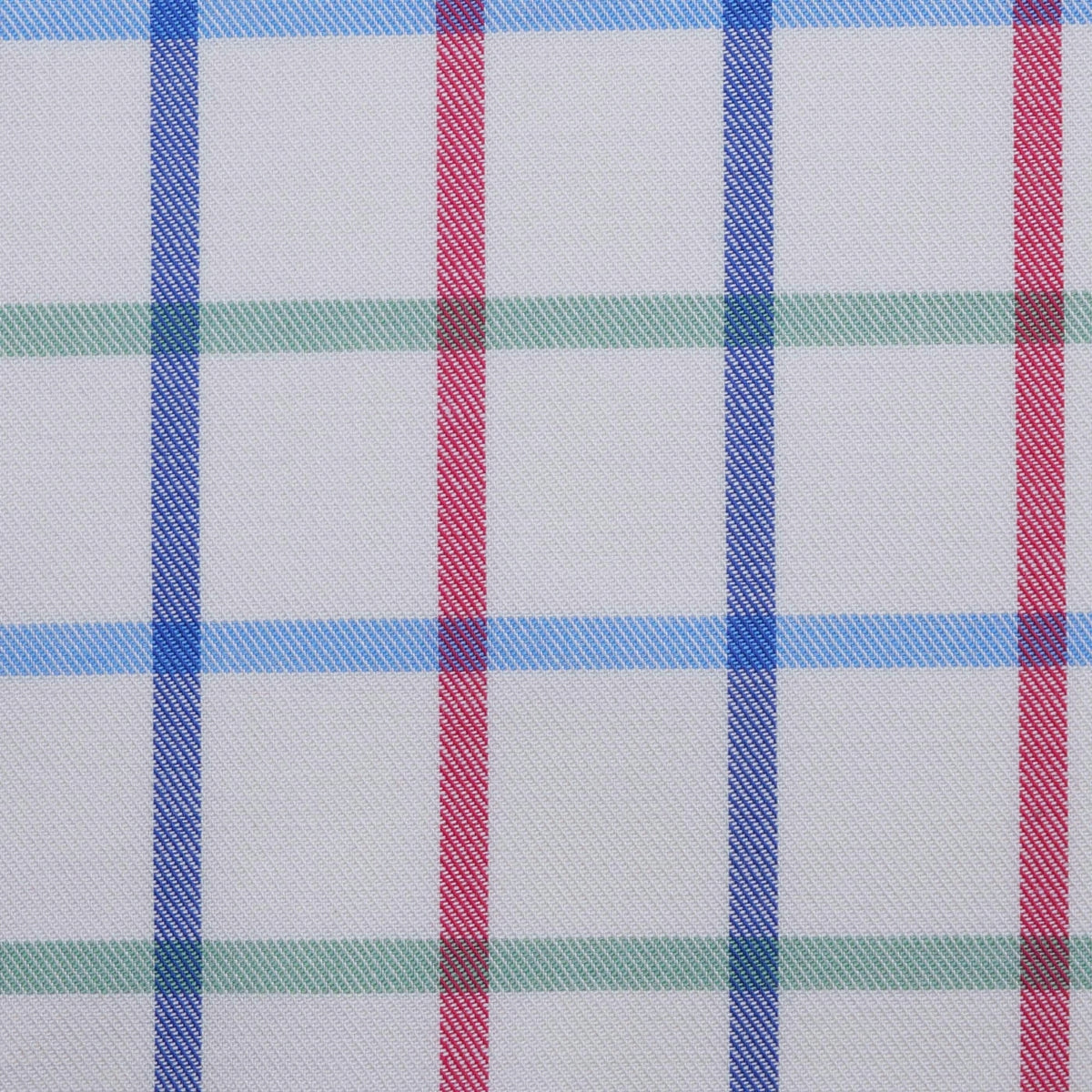 White with Red, Blue and Green Multi Colour Box Check Cotton Shirting
