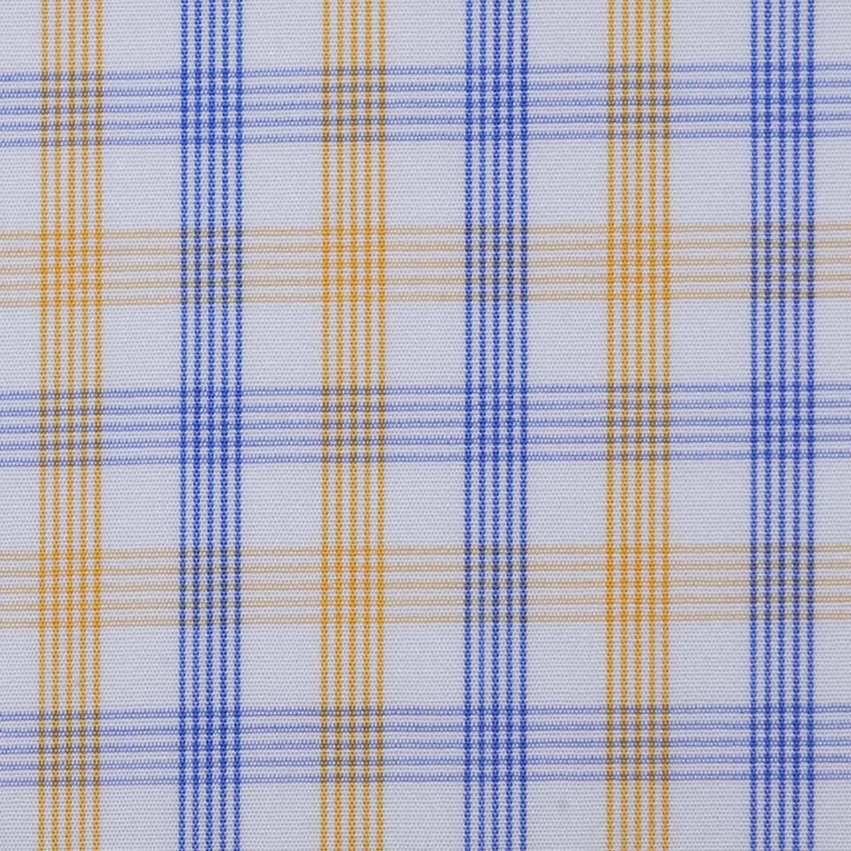 White with Yellow & Blue Check Cotton Shirting