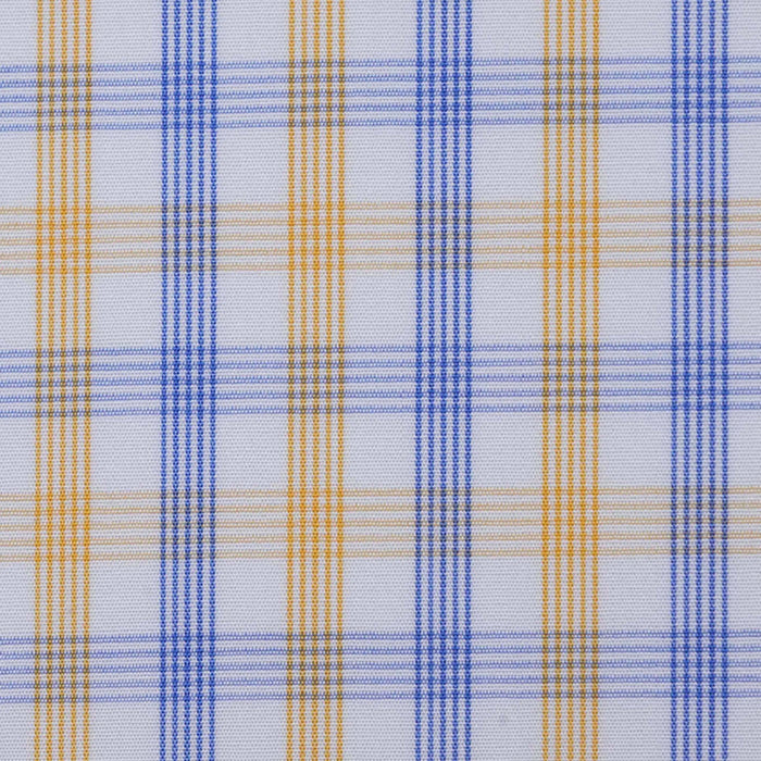 White with Yellow & Blue Check Cotton Shirting