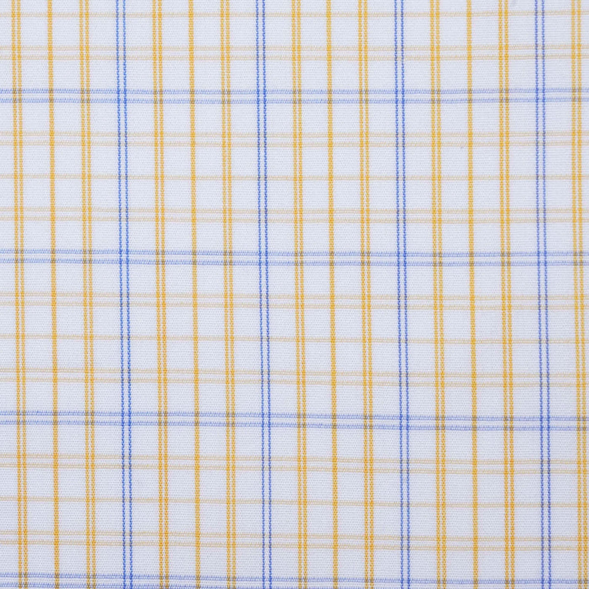 White with Yellow & Blue Check Cotton Shirting