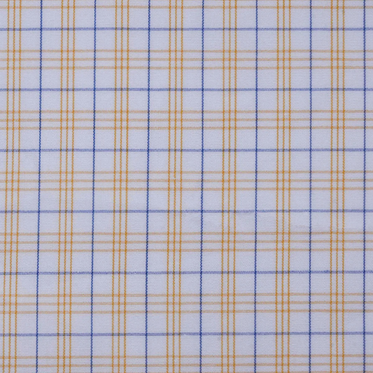 White with Yellow & Blue Check Cotton Shirting