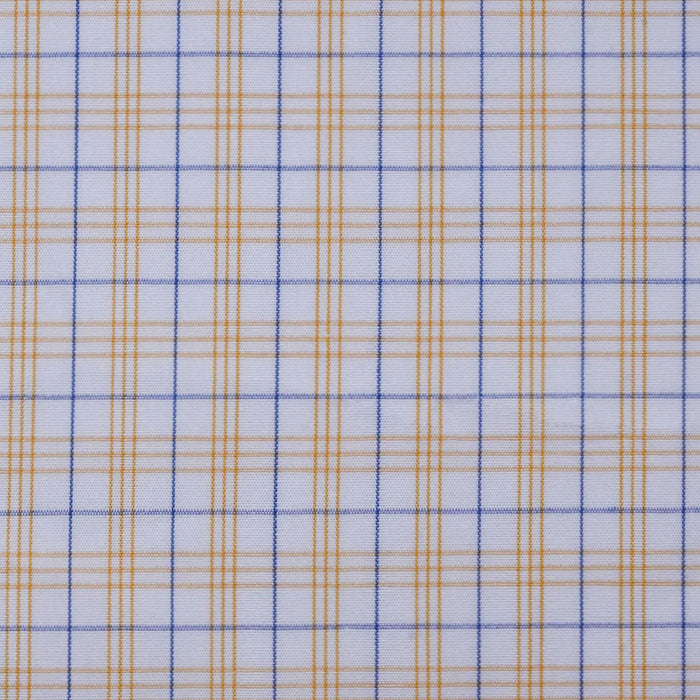 White with Yellow & Blue Check Cotton Shirting