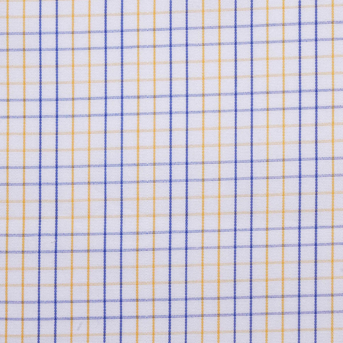 White with Yellow & Blue Double Check Cotton Shirting