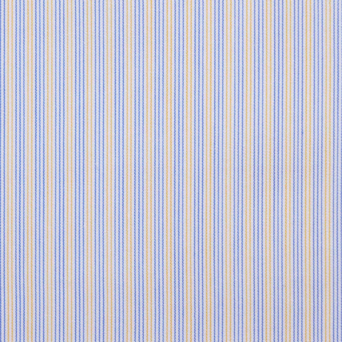 White with Yellow & Blue Stripe Cotton Shirting