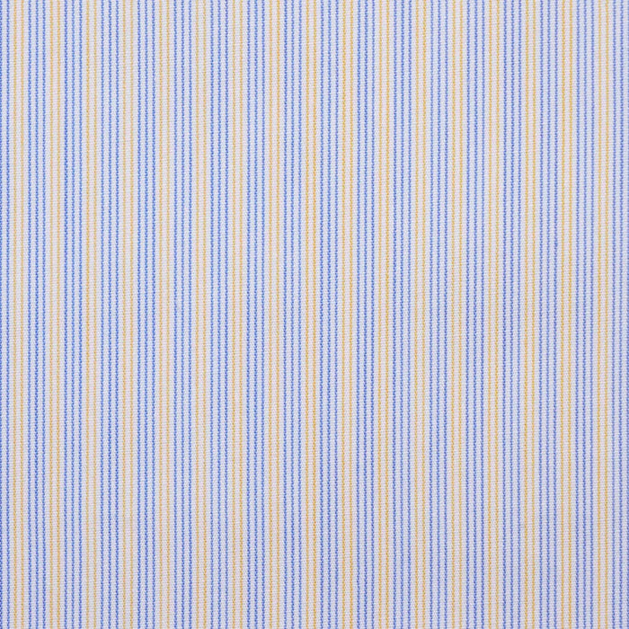 White with Yellow & Blue Stripe Cotton Shirting