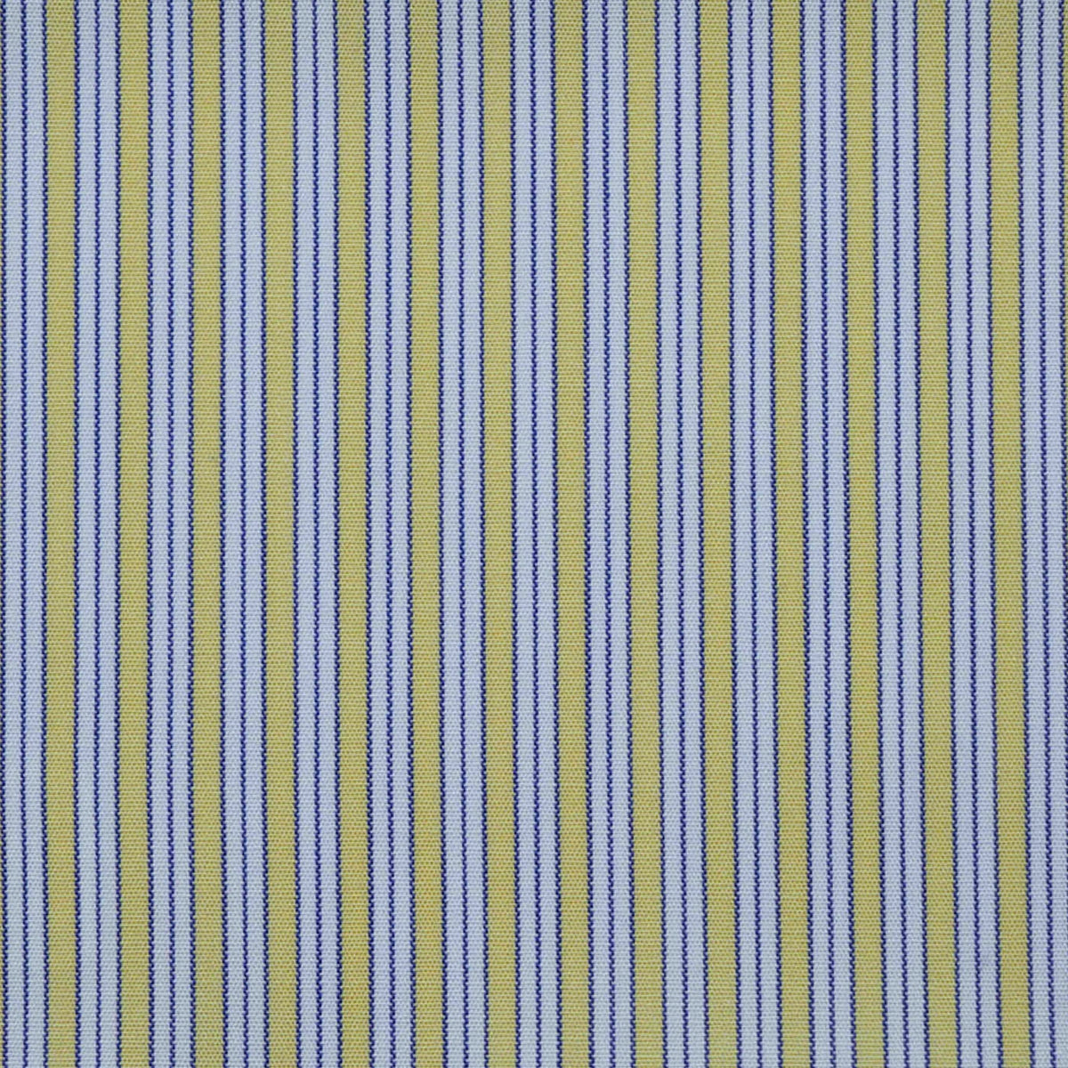 Yellow, White & Blue Stripe Cotton Shirting