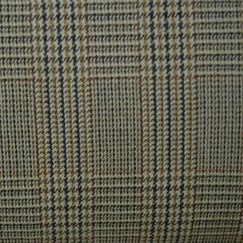 Beige, Brown with Navy Blue & Tan Glen Check Twist Suiting - 2.50 Metres