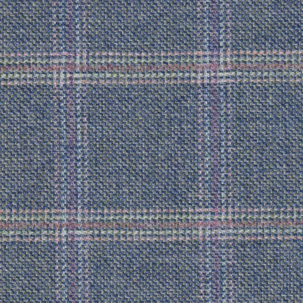 Blue & Grey with Pink & Purple Check Tweed