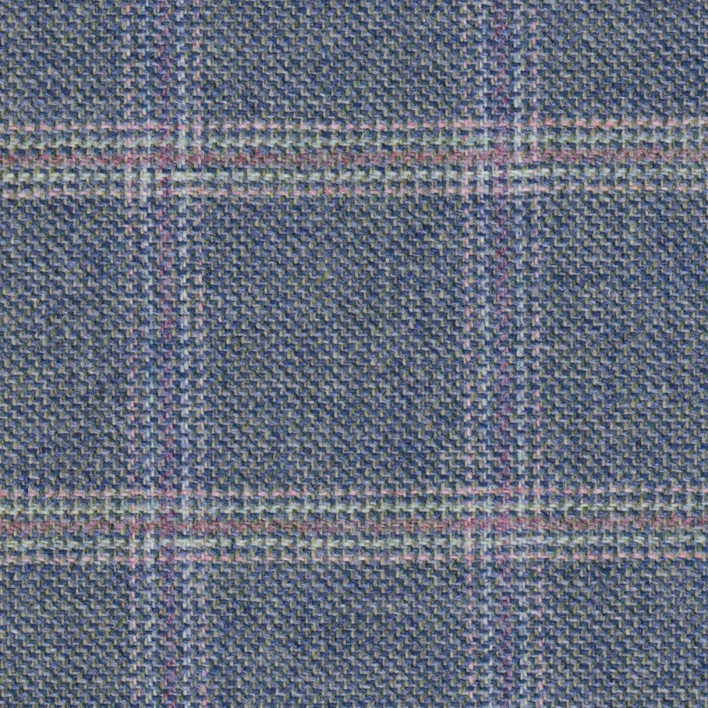 Blue & Grey with Pink & Purple Check Tweed