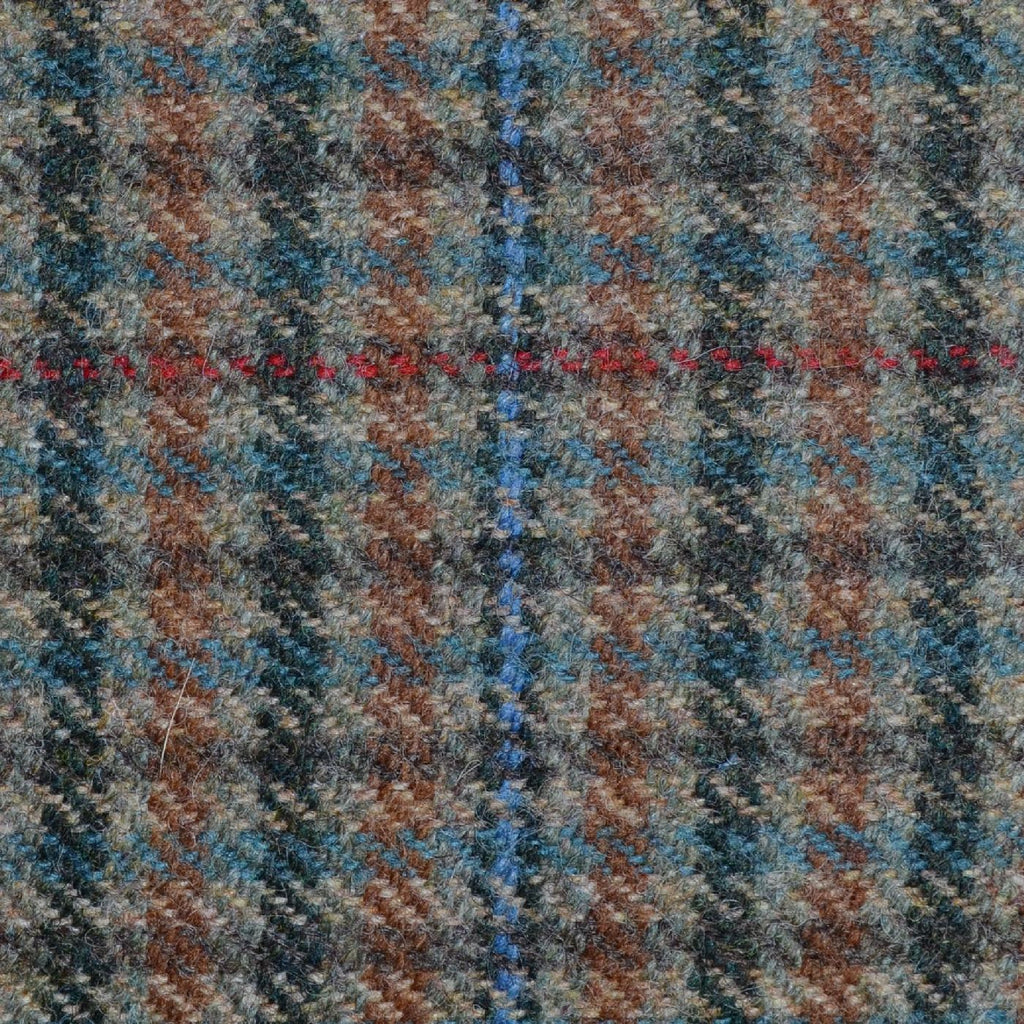 Beige and Brown with Blue, Green and Red Check Tweed