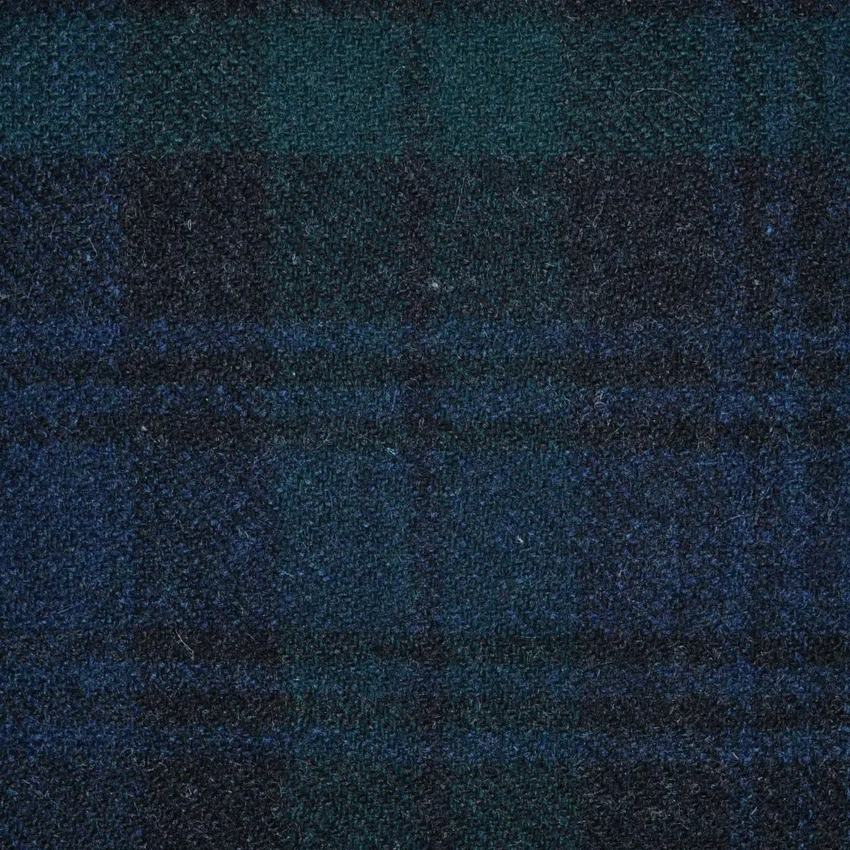 Navy, Black and Green Black Watch Weathered Tartan Check Tweed
