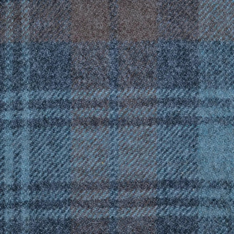 Blue and Brown Black Watch Weathered Tartan Check Tweed