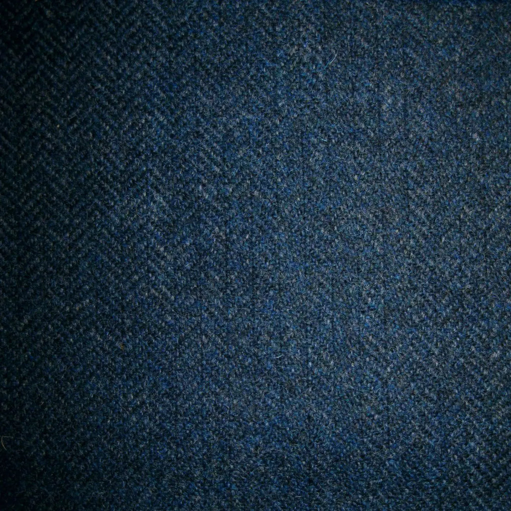 Navy Blue & Petrol Herringbone Tweed