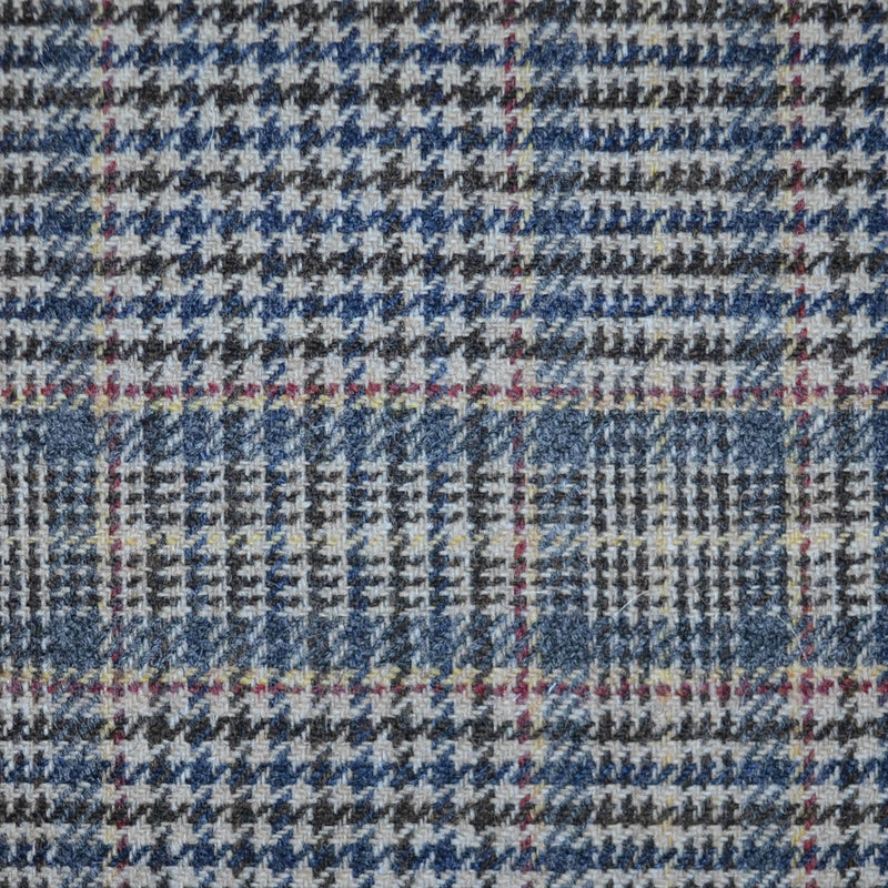 Beige with Blue, Brown and Red Glen Check All Wool Tweed