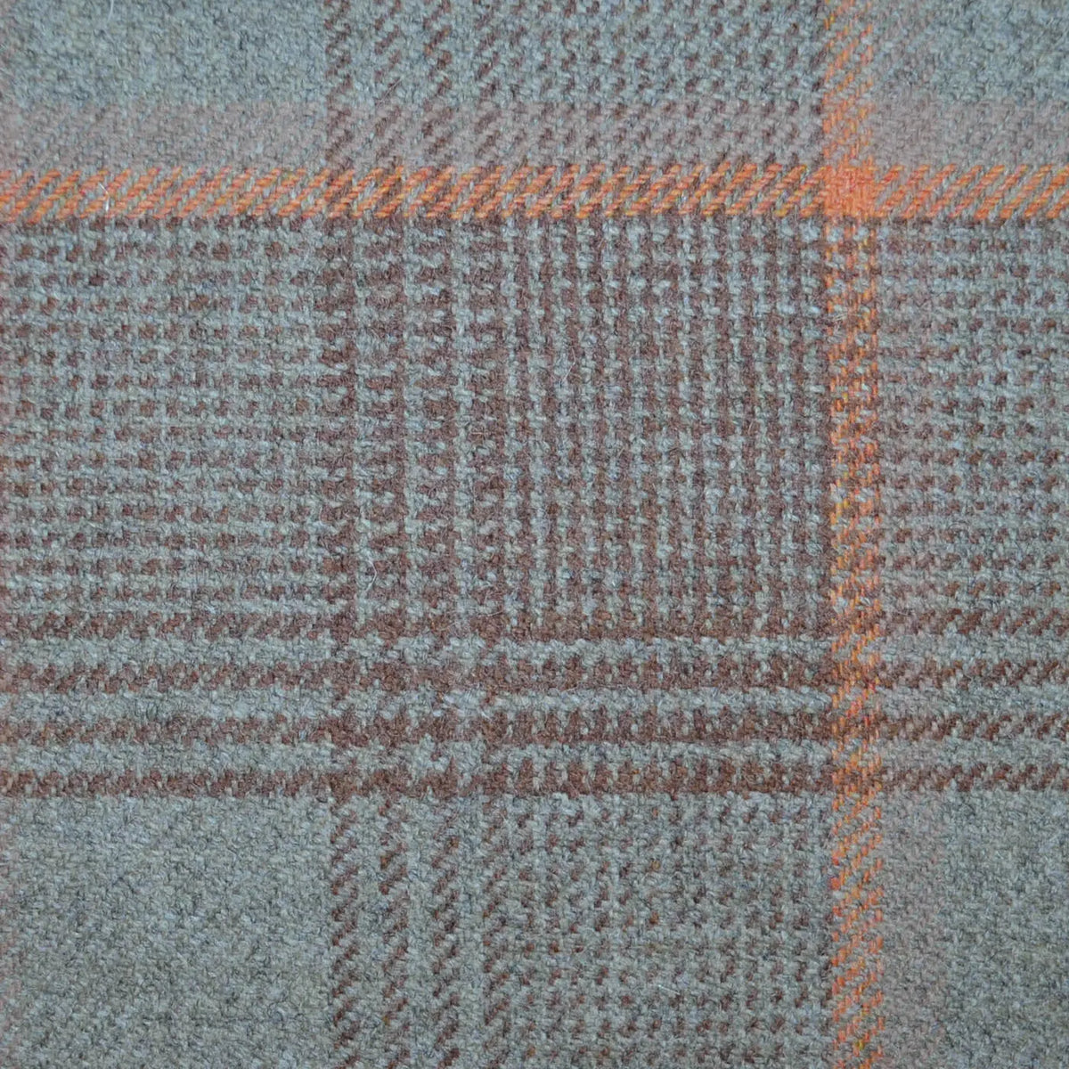 Beige with Powder Blue & Brown Glen Check All Wool Tweed
