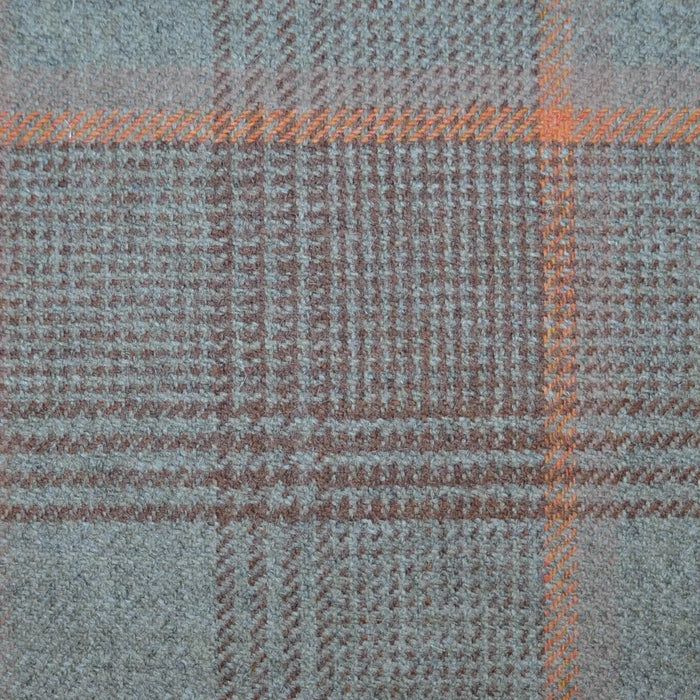Beige with Powder Blue & Brown Glen Check All Wool Tweed