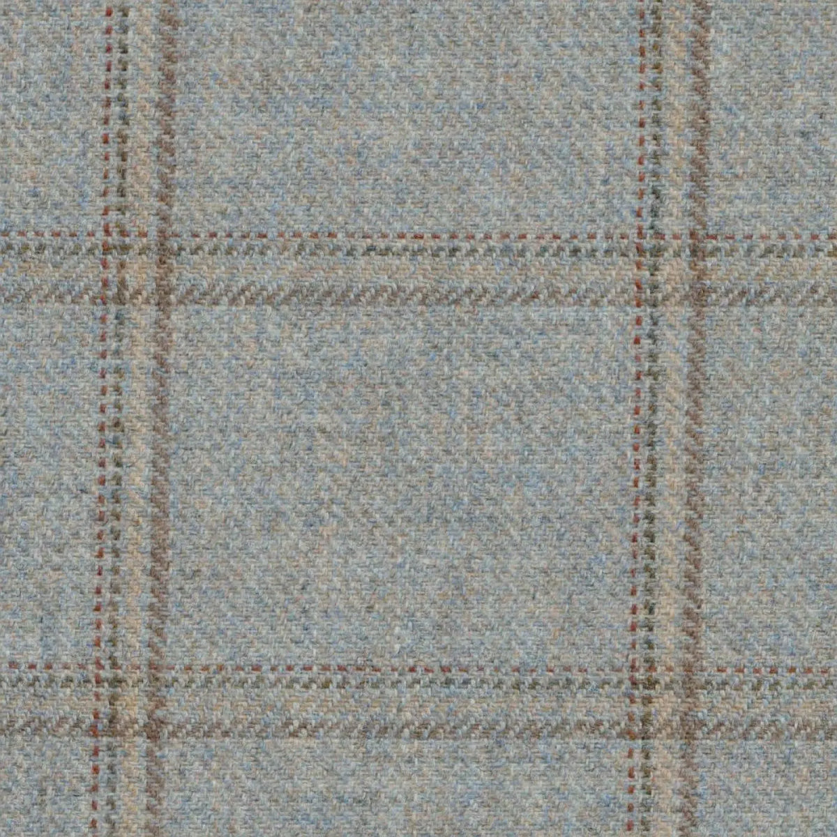 Blue & Grey with Brown, Red & Yellow Check Tweed