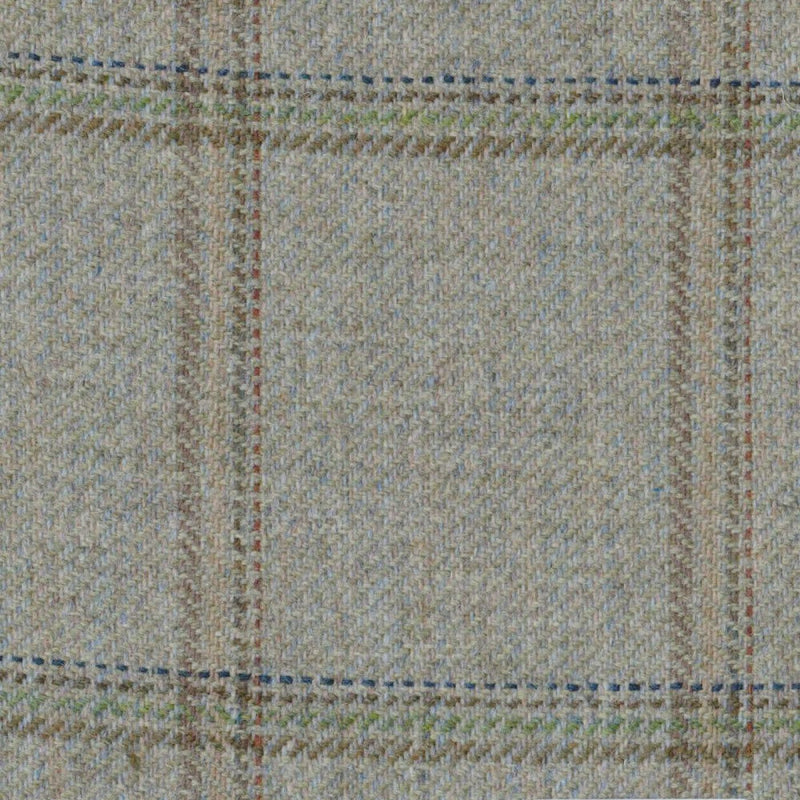 Green & Grey with Blue, Green, Brown & Red Check Tweed