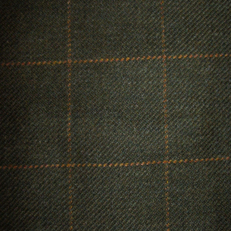 Moss Green with Orange Check Tweed