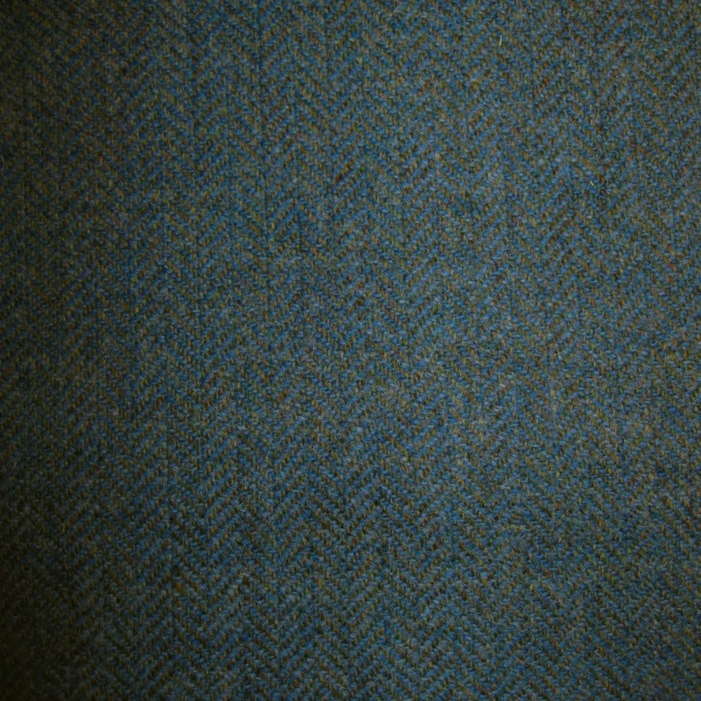 Moss Green with Medium Blue Herringbone Tweed