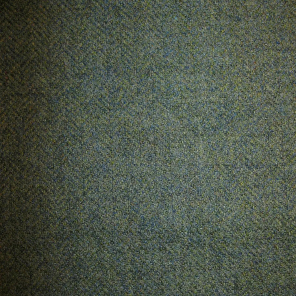 Moss Green, Blue & Brown Herringbone Tweed