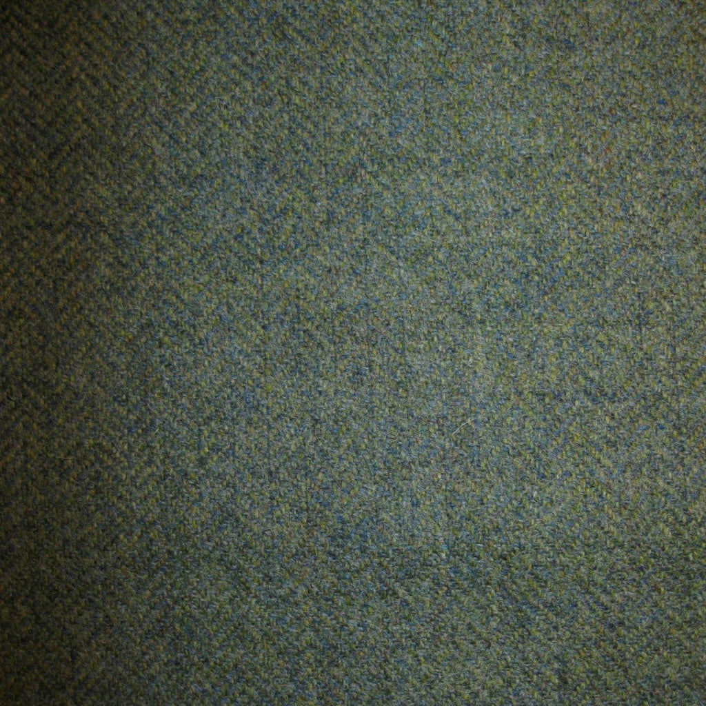 Moss Green, Blue & Brown Herringbone Tweed