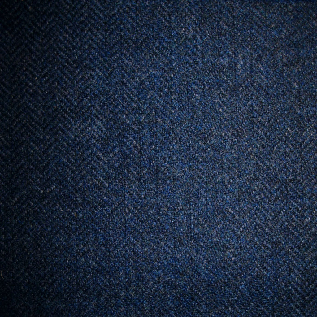 Navy Blue & Medium Blue Herringbone Tweed