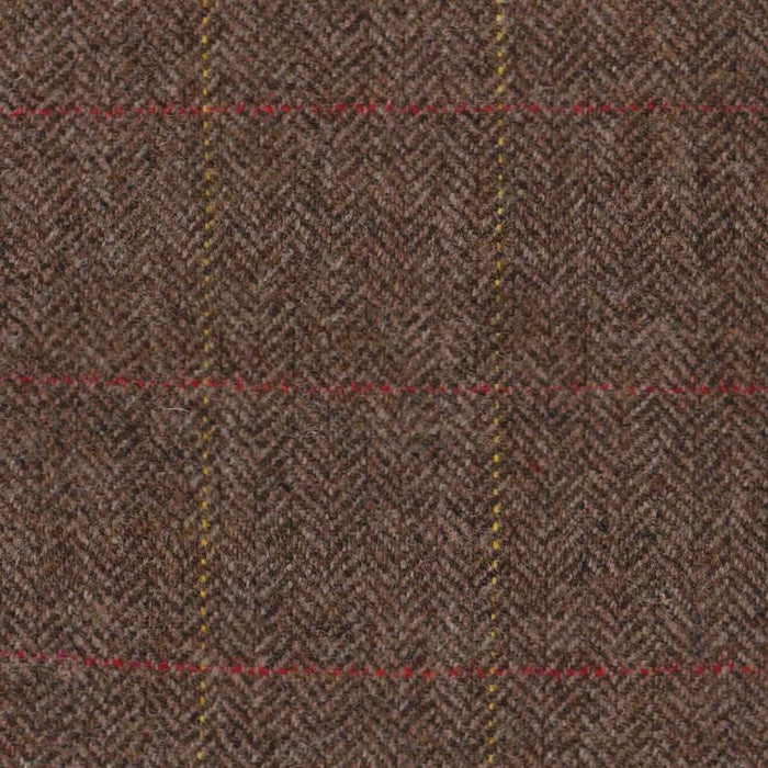 Medium Brown Herringbone with Red & Yellow Check Tweed