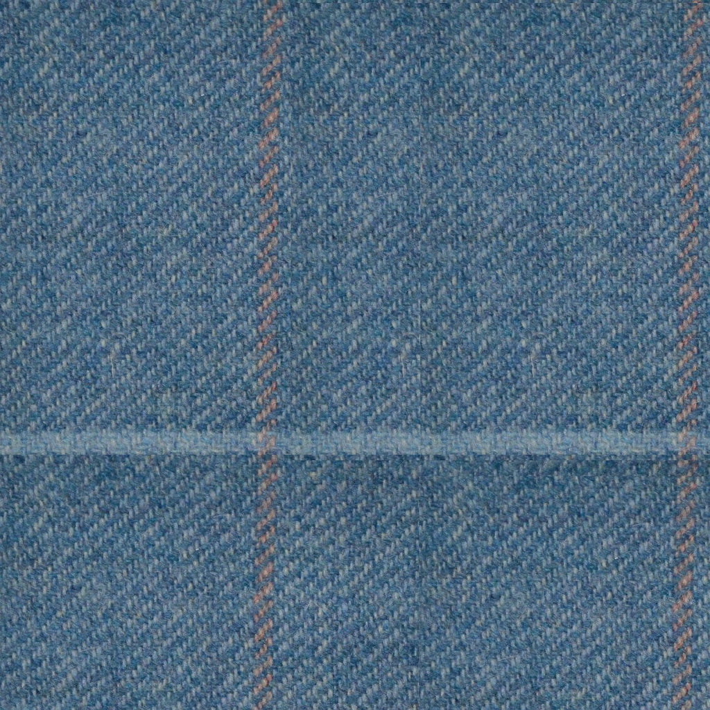 Blue with Sky Blue and Pink Check Tweed