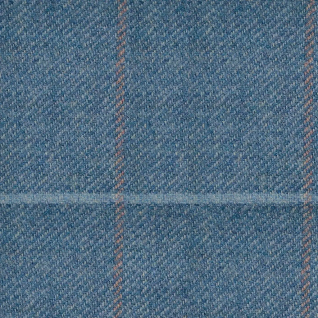 Blue with Sky Blue and Pink Check Tweed