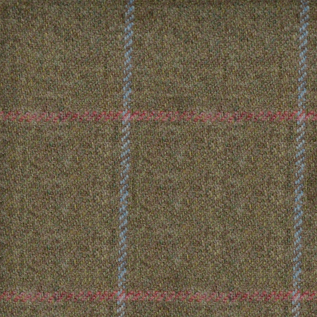 Brown with Blue and Pink Check Tweed
