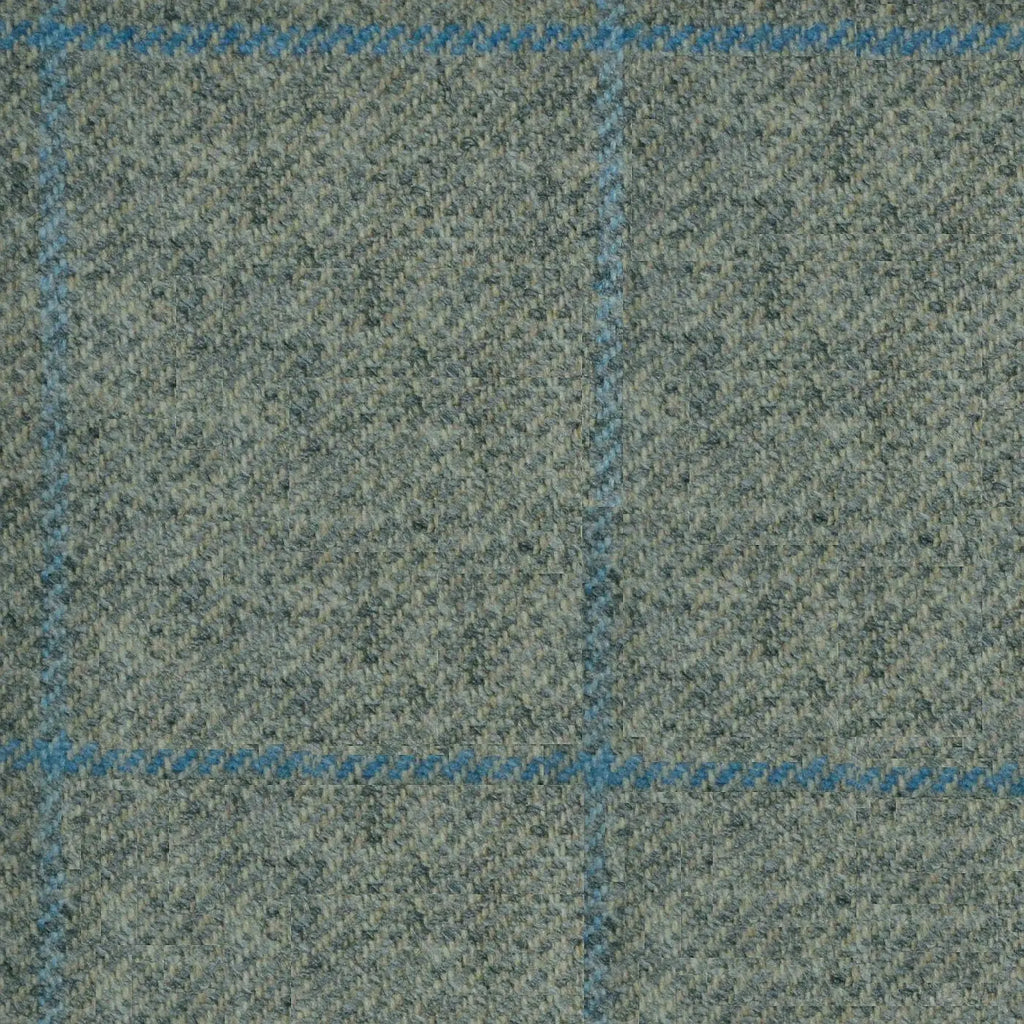 Light Grey with Blue Check Tweed