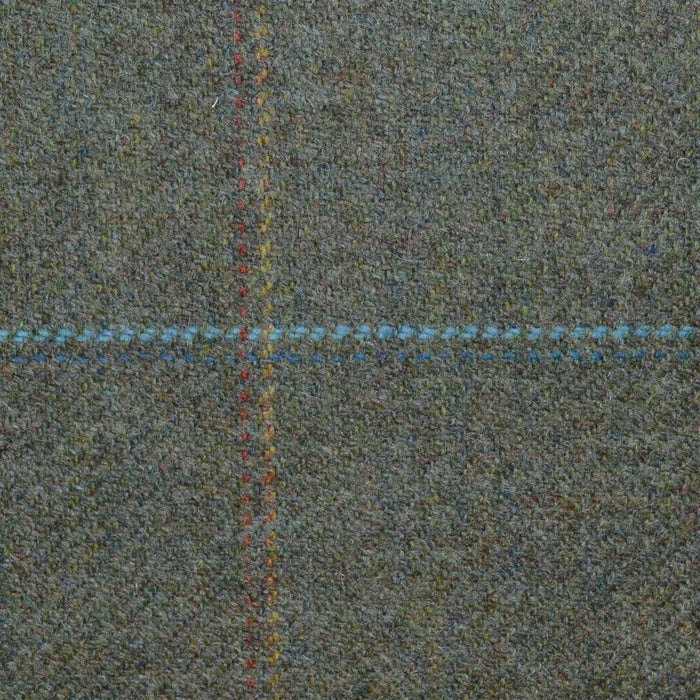 Moss Green with Blue, Yellow and Orange Check Tweed