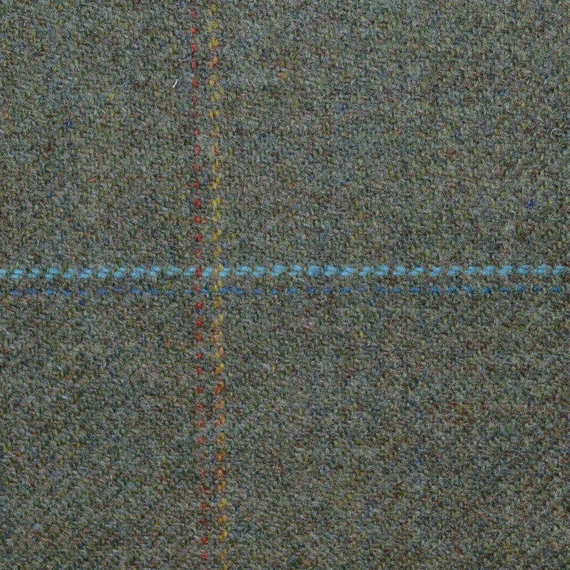 Moss Green with Blue, Yellow and Orange Check Tweed