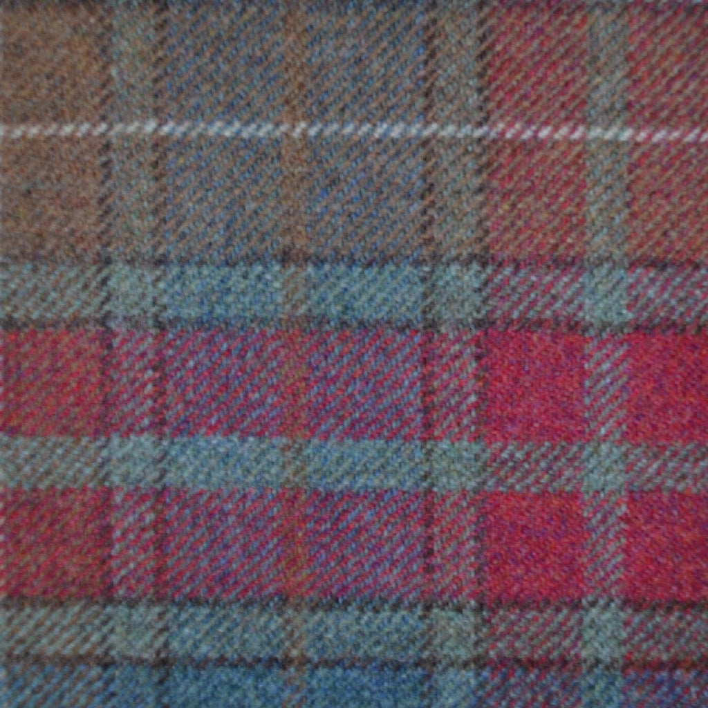 Red, Moss Green & Brown Multi Check Tweed