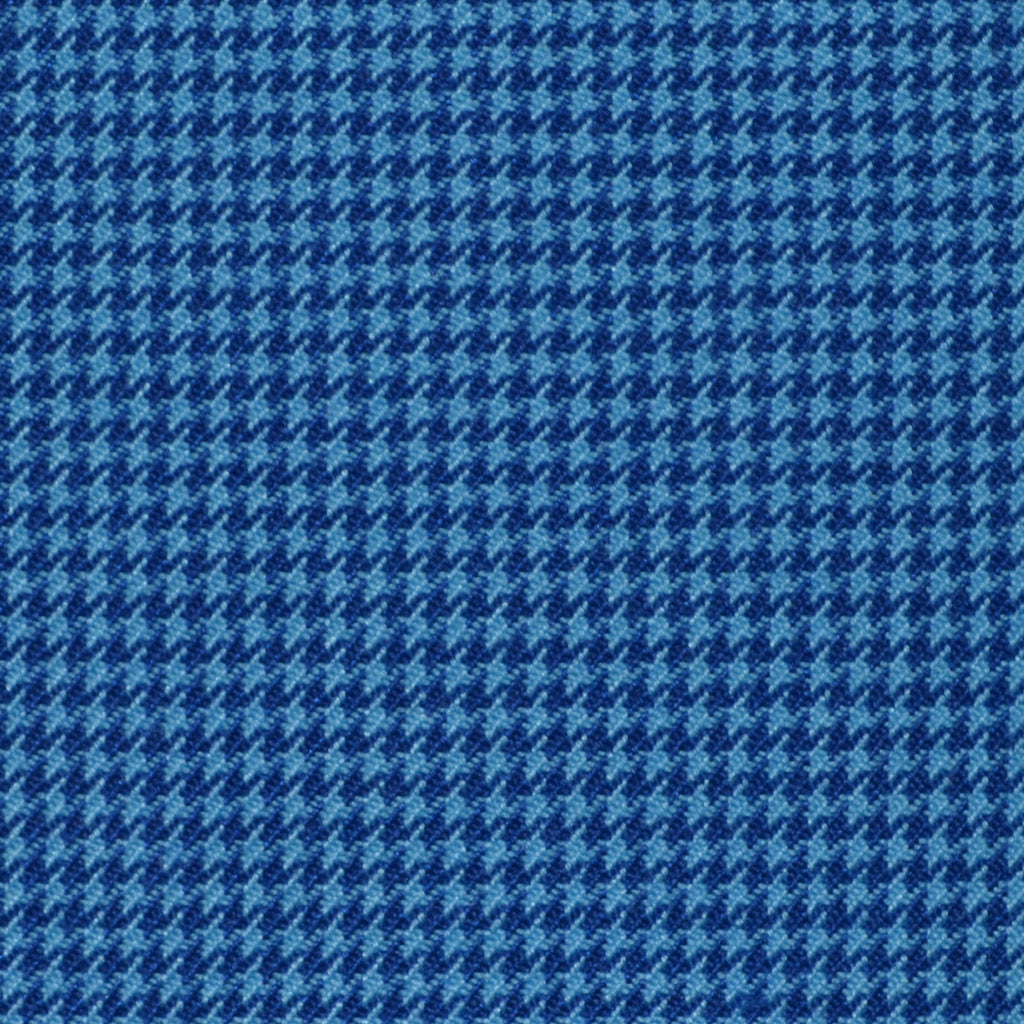 Light Blue and Navy Blue Dogtooth Wool Blend Suiting
