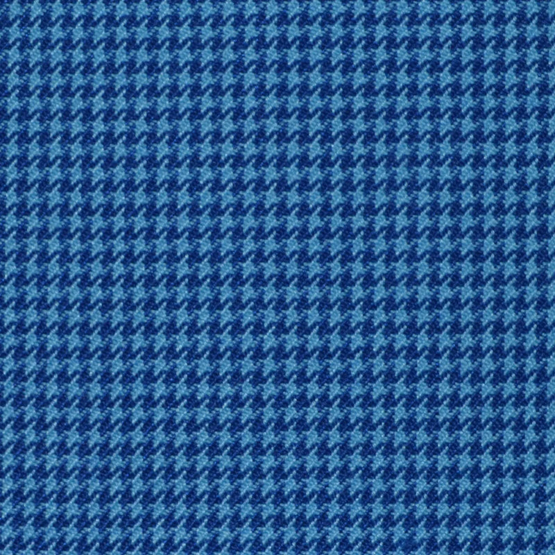 Light Blue and Navy Blue Dogtooth Wool Blend Suiting