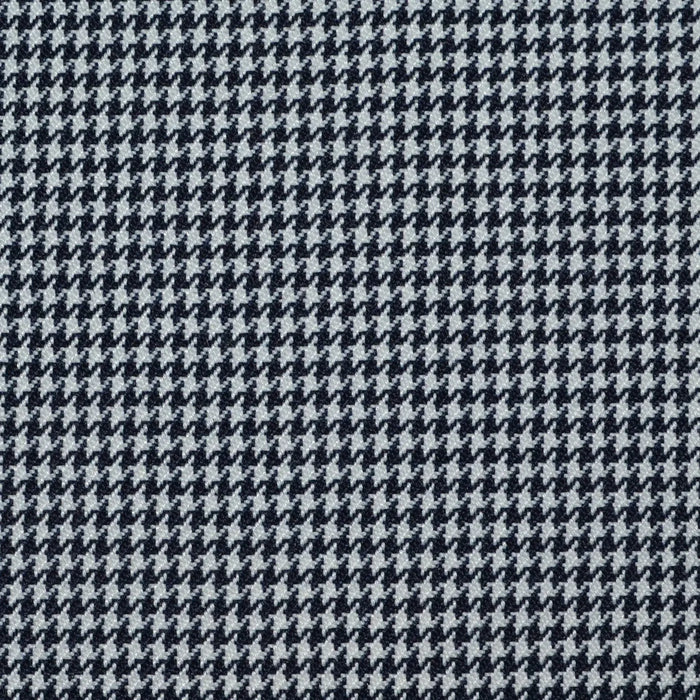 Navy Blue and White Dogtooth Wool Blend Suiting
