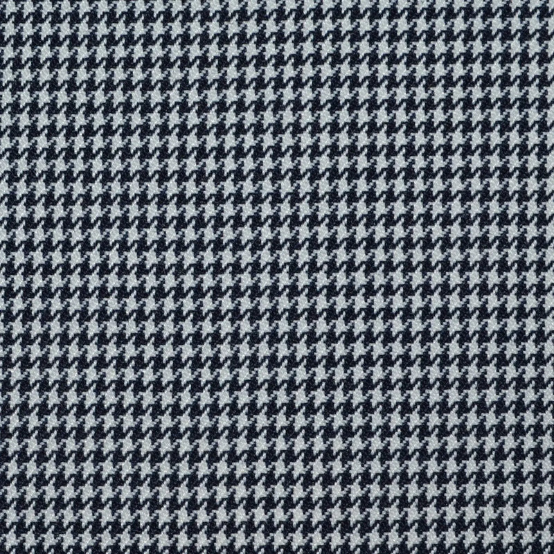 Navy Blue and White Dogtooth Wool Blend Suiting