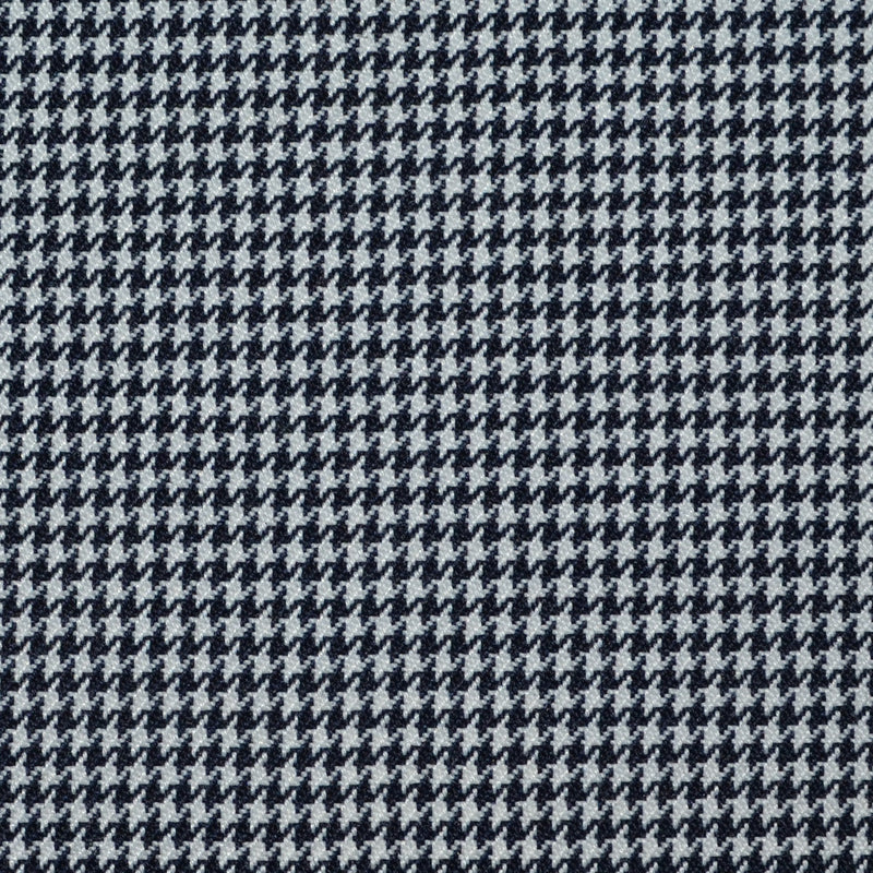 Navy Blue and White Dogtooth Wool Blend Suiting