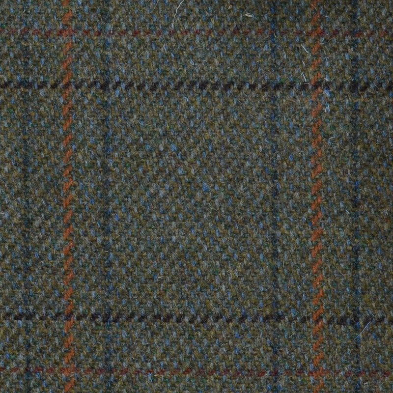 Green with Orange, Red, Brown & Green Triple Check Tweed