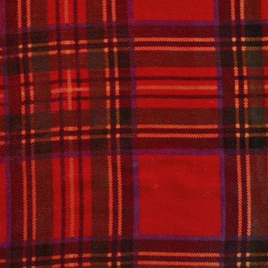 Red Tartan Silk Blend Velvet