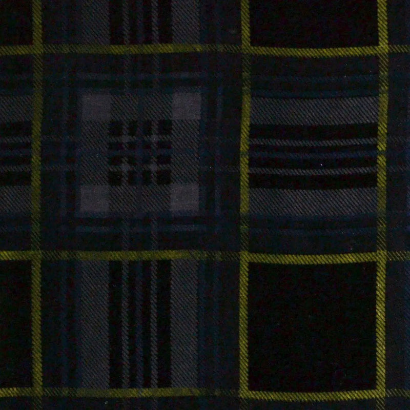 Grey, Blue and Green Tartan Silk Blend Velvet