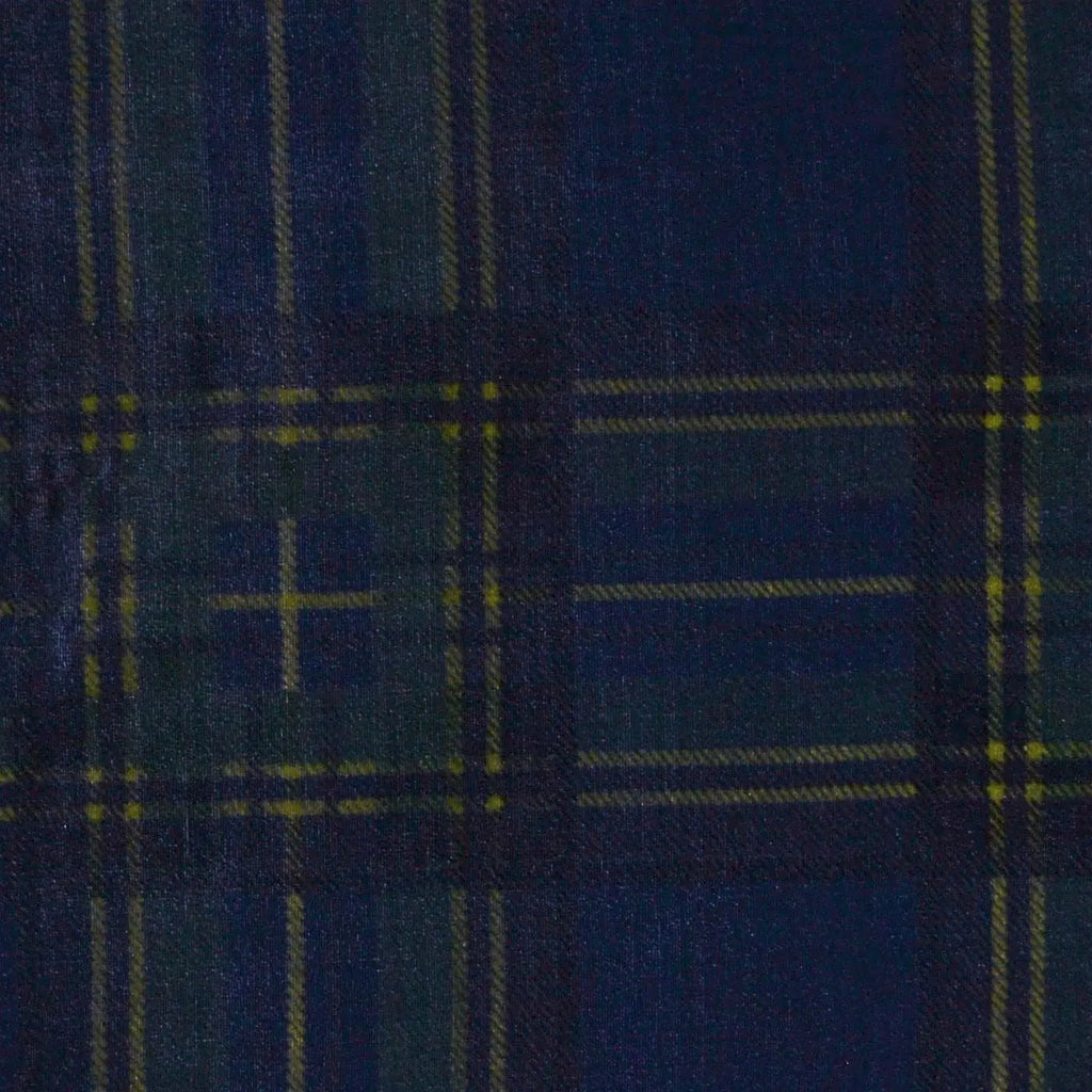 Blue and Green Tartan Silk Blend Velvet